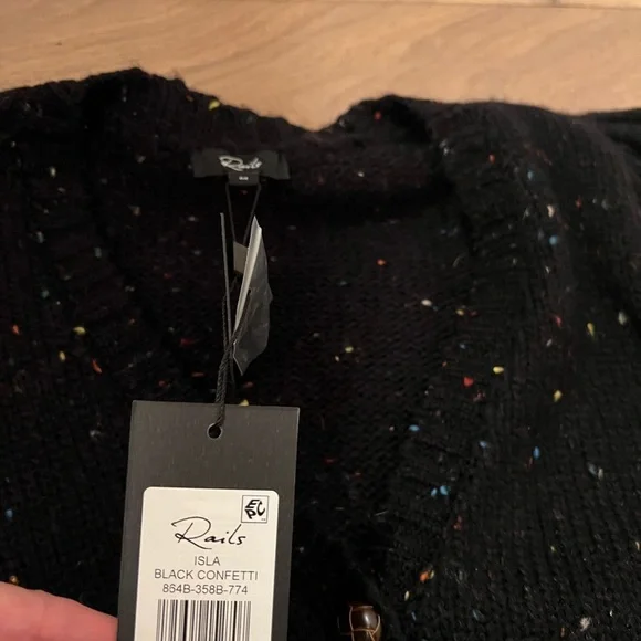 Rails Isla Black confetti Speckled wool blend Cardigan sweater - Picture 6 of 9